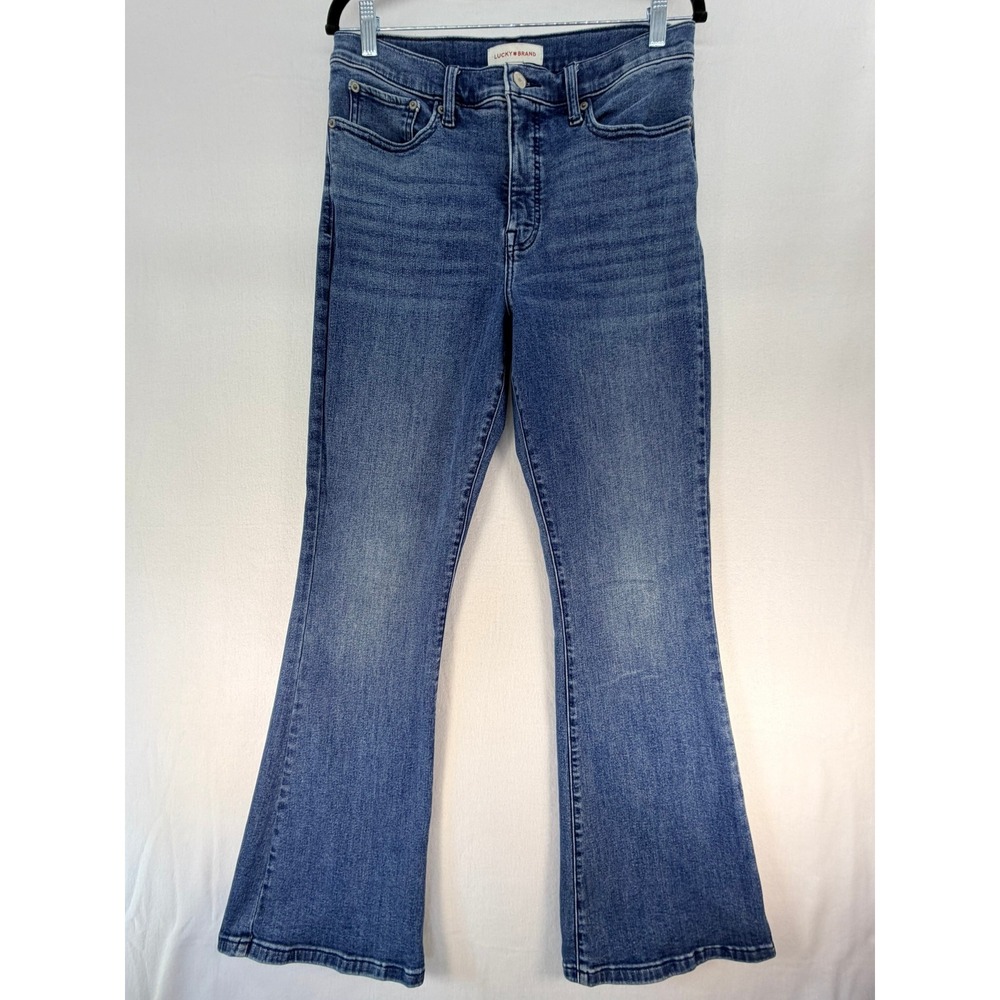 Lucky Brand Stevie High Rise Flare Jeans Blue Denim Womens Size 12 31 R